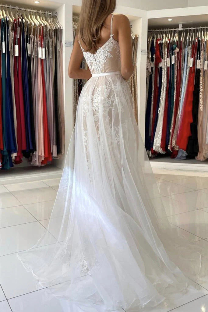 Mermaid Unique Spaghetti Straps Tulle Sexy Prom Dresses